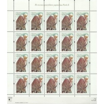 Arkusz 3584 20. rocznica pontyfikatu papieża Jana Pawła II