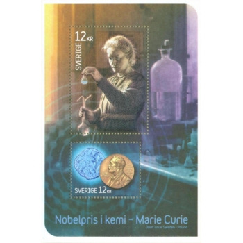 Blok 233 100-lecie Nagrody Nobla z chemii dla Marii Skłodowskiej-Curie 4390-4391-wydanie szwedzkie