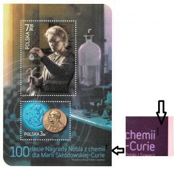 Blok 233II 100-lecie Nagrody Nobla z chemii dla Marii Skłodowskiej-Curie
