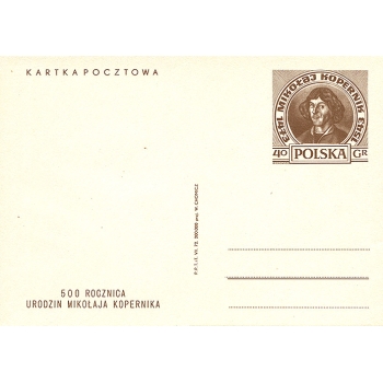 Karta Cp 523B 500-lecie urodzin Mikołaja Kopernika