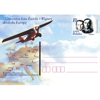 Cp 1352 75.rocznica lotu Żwirki i Wigury dookoła Europy