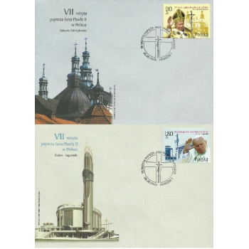 FDC 1221-1222 VII wizyta papieża Jana Pawła II w Polsce