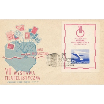 Koperta FDC 143 Ogólnopolska Wystawa Filatelistyczna Warszawa 1957
