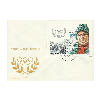 Koperta FDC 817  Srebrny medal Orderu Olimpijskiego dla Jerzego Kukuczki